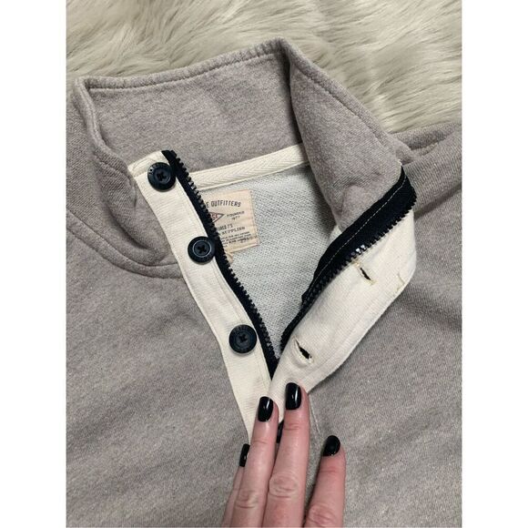 American Eagle Men’s Long Sleeve Gray 1/4 Button Vintage Henley Sweatshirts Size - Picture 3 of 7